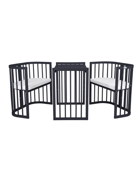 7-in-1 Babybett mit Matratze - Grafit | Waldin