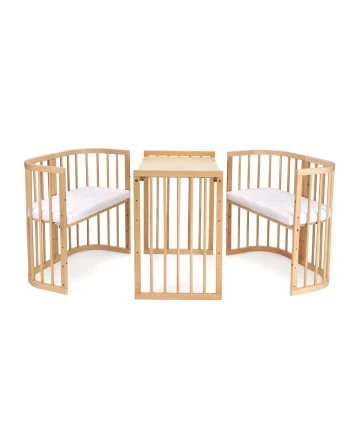7in1 Babybett mit Matratze - Natur | Waldin
