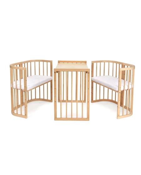 7in1 Babybett mit Matratze - Natur | Waldin