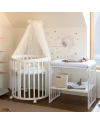 Ovales 7in1 Babybett mit Matratze - Weiß | Waldin®