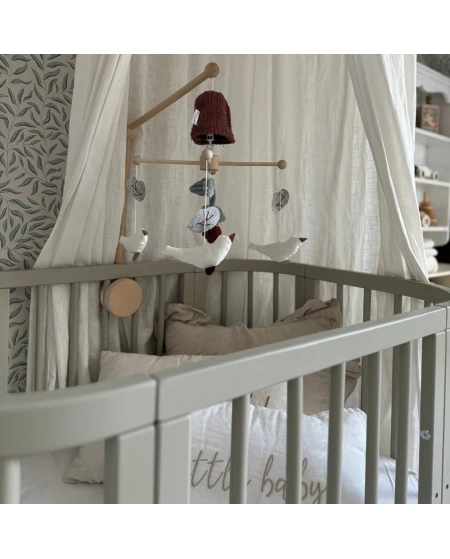 5in1 Babybett mit Matratze und Wiege - olivgrün | Waldin