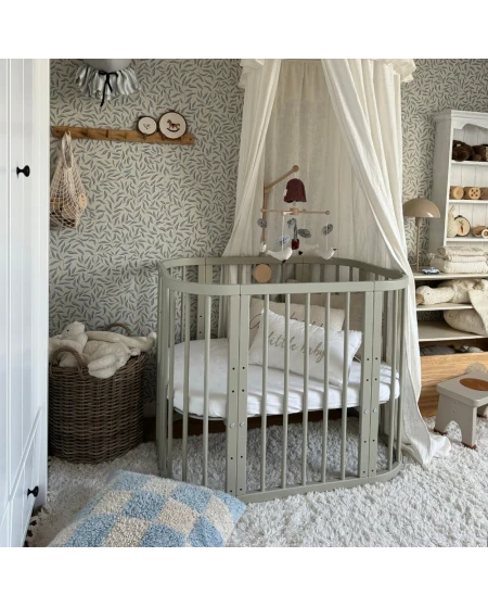 5in1 Babybett mit Matratze und Wiege - olivgrün | Waldin