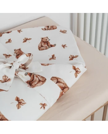 Bambus Decke mit Füllung Bärchen 75x75 + Zusätzliches Band Waldin
