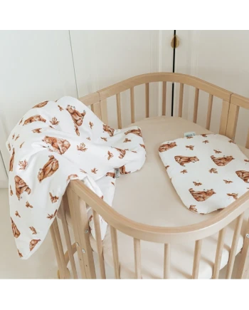 Bambus Decke mit Füllung Bärchen 75x75 + Zusätzliches Band Waldin