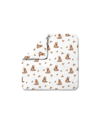 Bambus Decke mit Füllung Bärchen 75x75 + Zusätzliches Band Waldin