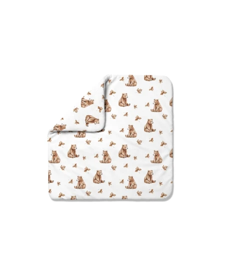 Bambus Decke mit Füllung Bärchen 75x75 + Zusätzliches Band Waldin