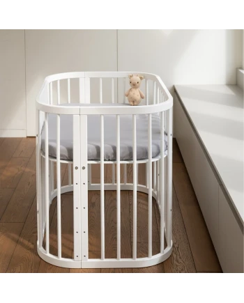 Spannbettlaken aus Baumwolle 93x65 für 5in1 Babybett Grau Waldin
