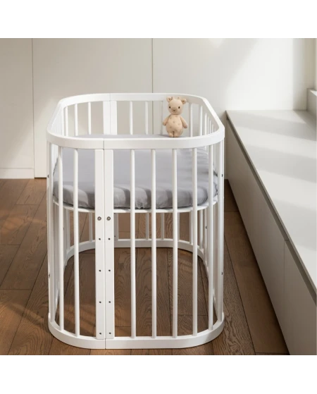 Spannbettlaken aus Baumwolle 93x65 für 5in1 Babybett Grau Waldin