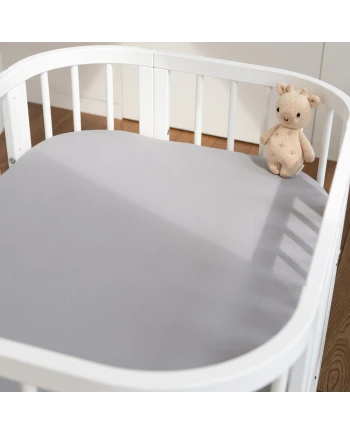 Spannbettlaken aus Baumwolle 93x65 für 5in1 Babybett Grau Waldin