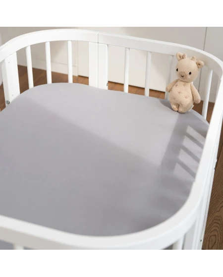 Spannbettlaken aus Baumwolle 93x65 für 5in1 Babybett Grau Waldin