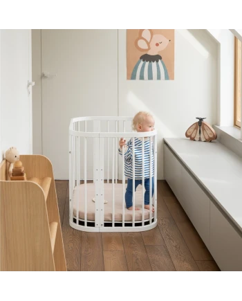 Weißes 5-in-1-Babybett mit Wiege | Waldin