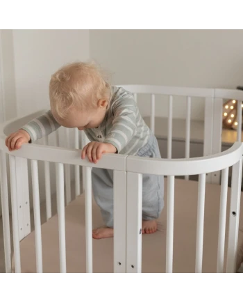 Weißes 5-in-1-Babybett mit Wiege | Waldin