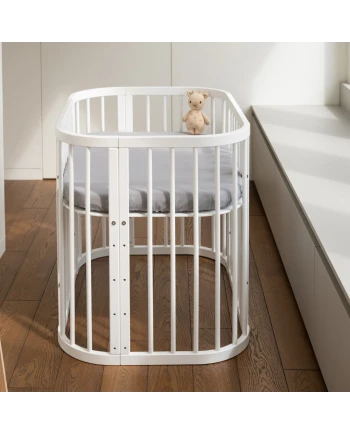 Weißes 5-in-1-Babybett mit Wiege | Waldin