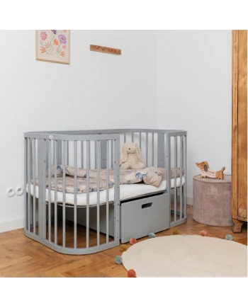 7-in-1-Bettchen mit Matratze Grau | Waldin