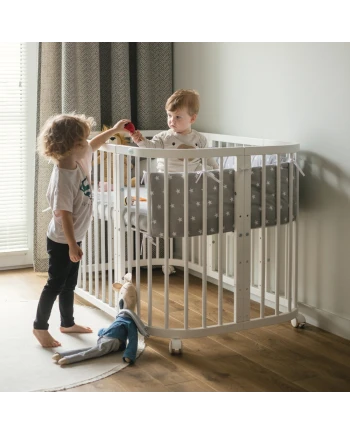 7in1 Babybett mit Matratze Weiß | Waldin