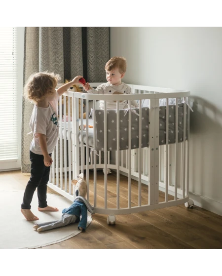 7in1 Babybett mit Matratze Weiß | Waldin