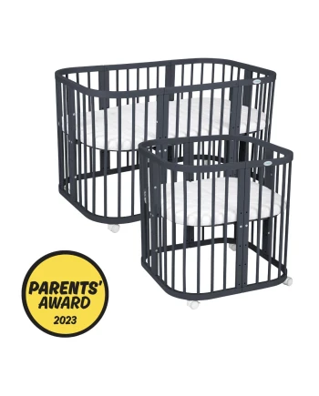 7-in-1 Babybett mit Matratze - Grafit | Waldin