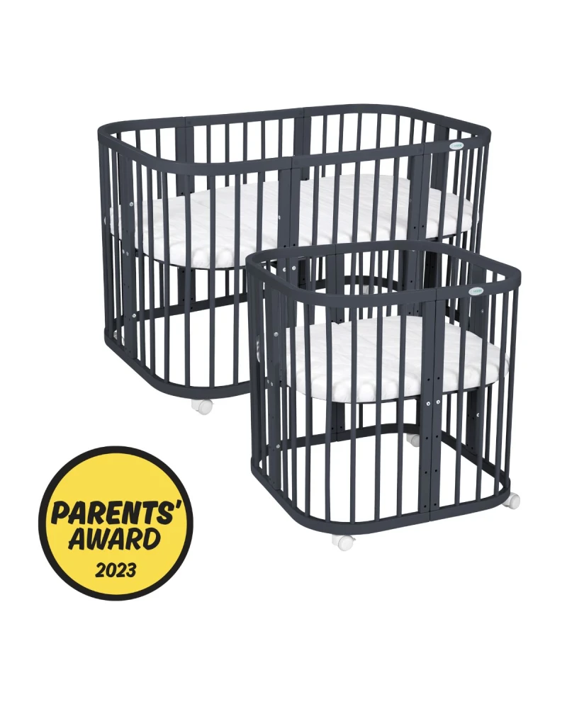 7-in-1 Babybett mit Matratze - Grafit | Waldin 7-in-1 Babybett mit Matratze - Grafit | Waldin