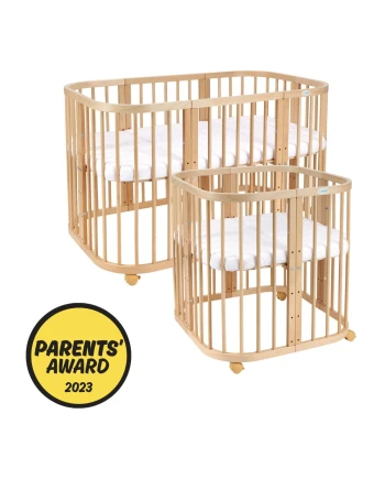 7in1 Babybett mit Matratze - Natur | Waldin