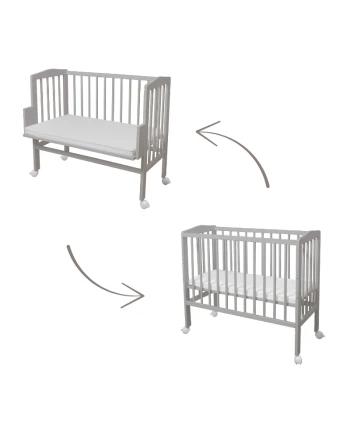 2in1 Bettchen mit Matratze - Grau | Waldin