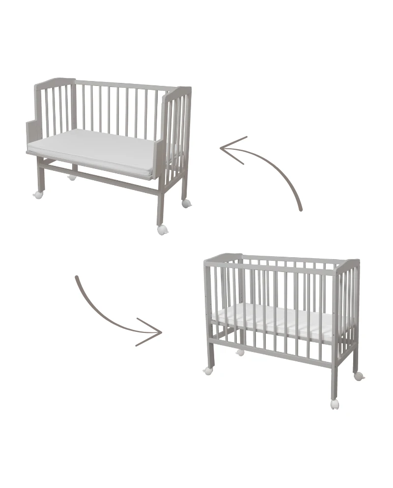 2in1 Bettchen mit Matratze - Grau | Waldin
