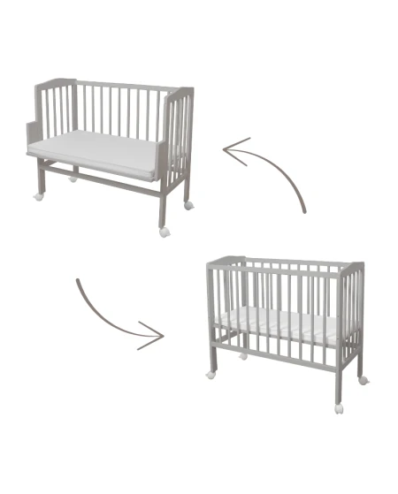 2in1 Bettchen mit Matratze - Grau | Waldin