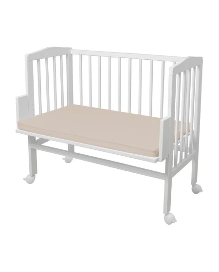 Baumwoll-Spannbettlaken Beistellbett 2-in-1 Waldin 90x50 Beige