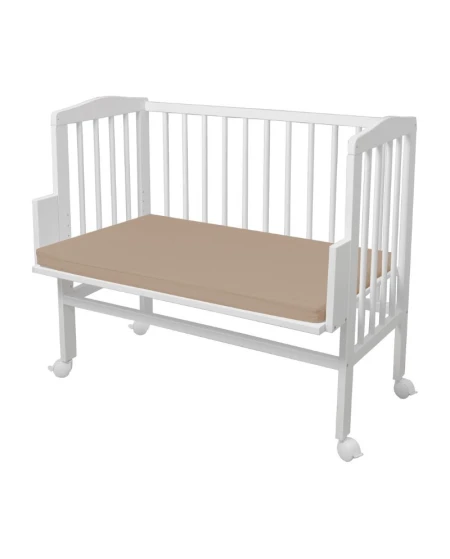 Baumwoll-Spannbettlaken Beistellbett 2-in-1 Waldin 90x50 Taupe