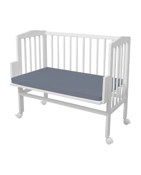 Baumwoll-Spannbettlaken Beistellbett 2-in-1 Waldin 90x50 Graphit