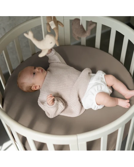 Spannbettlaken aus Baumwolle 73x73 cm Oval 7-in-1 Babybett WALDIN