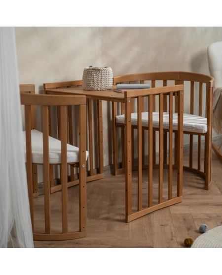 Ovales 7in1 Babybett mit Matratze - Vintage