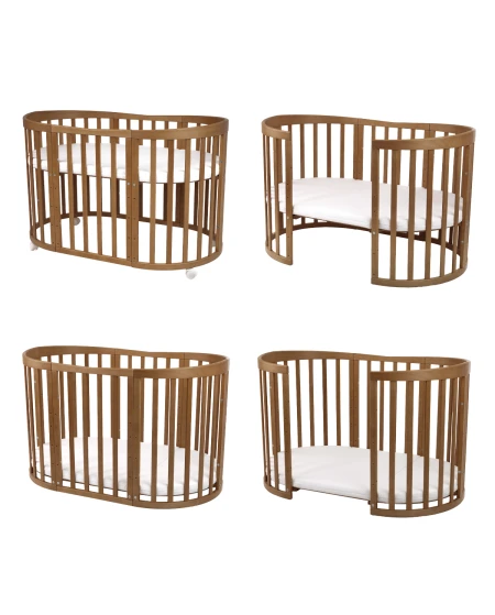 Ovales 7in1 Babybett mit Matratze - Vintage