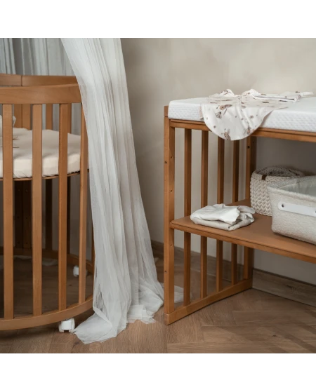Ovales 7in1 Babybett mit Matratze - Vintage