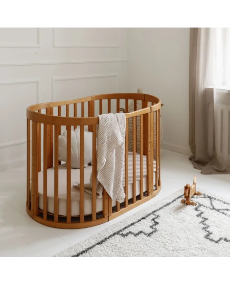 Ovales 7in1 Babybett mit Matratze - Vintage