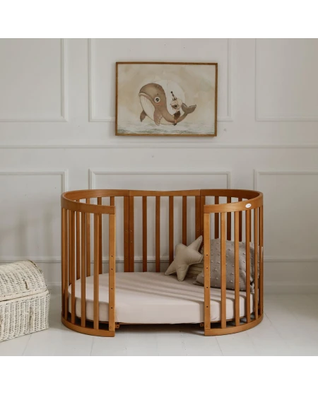 Ovales 7in1 Babybett mit Matratze - Vintage