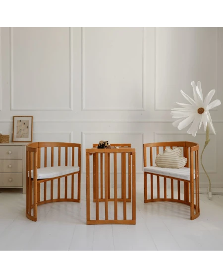 Ovales 7in1 Babybett mit Matratze - Vintage