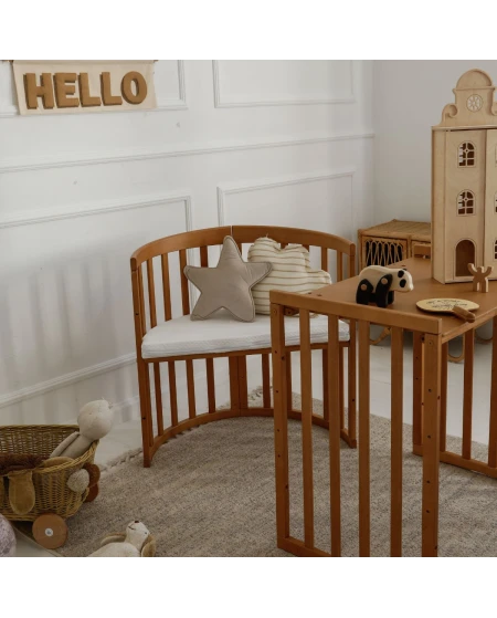 Ovales 7in1 Babybett mit Matratze - Vintage