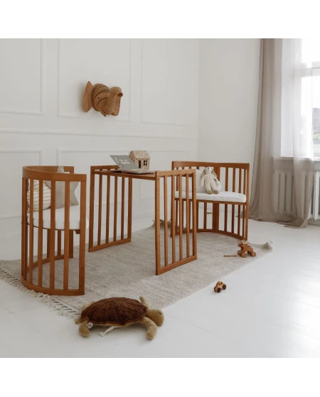 Ovales 7in1 Babybett mit Matratze - Vintage