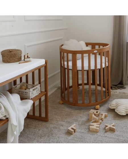 Ovales 7in1 Babybett mit Matratze - Vintage