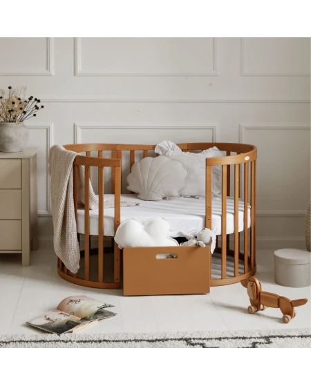 Ovales 7in1 Babybett mit Matratze - Vintage