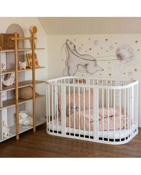 7in1 Babybett mit Matratze Weiß | Waldin