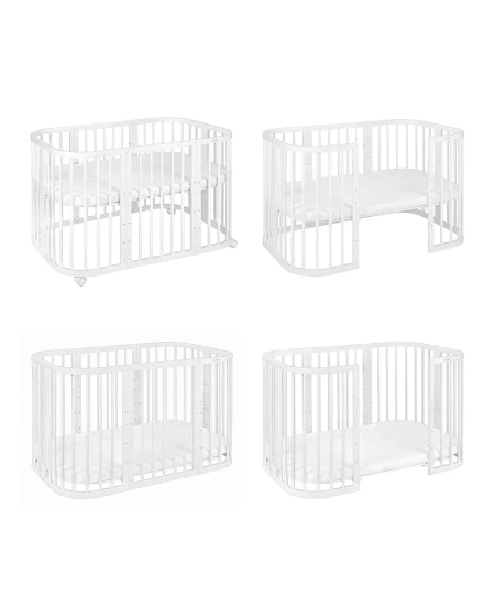 7in1 Babybett mit Matratze Weiß | Waldin