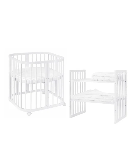 7in1 Babybett mit Matratze Weiß | Waldin