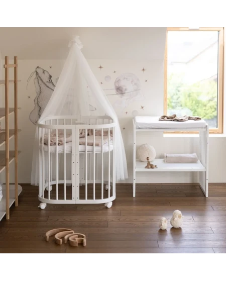 7in1 Babybett mit Matratze Weiß | Waldin