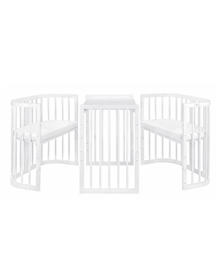 7in1 Babybett mit Matratze Weiß | Waldin