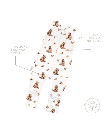 Baumwoll-Schlafsack mit Beinen Baren Weiß 1-2 Jahre | Waldin