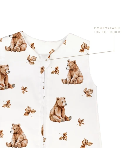 Baumwoll-Schlafsack mit Beinen Baren Weiß 1-2 Jahre | Waldin