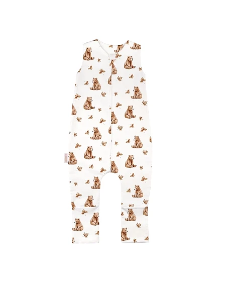 Baumwoll-Schlafsack mit Beinen Baren Weiß 3-4 Jahre | Waldin