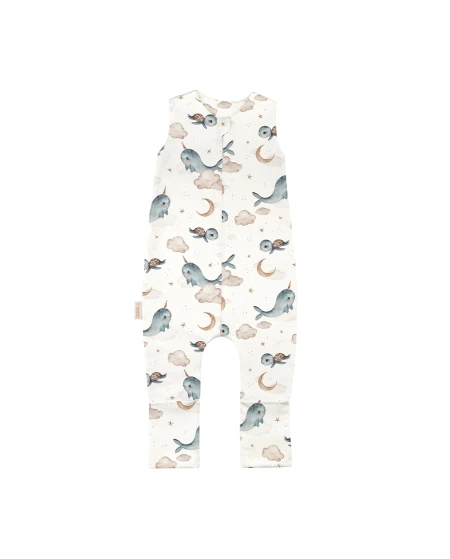 Baumwoll-Schlafsack mit Beinen Wale Weiß 1-2 Jahre | Waldin