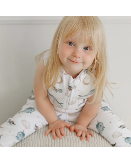 Baumwoll-Schlafsack mit Beinen Wale Weiß 3-4 Jahre | Waldin